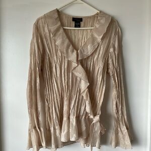Beige Vintage Ruffled Women's Top
